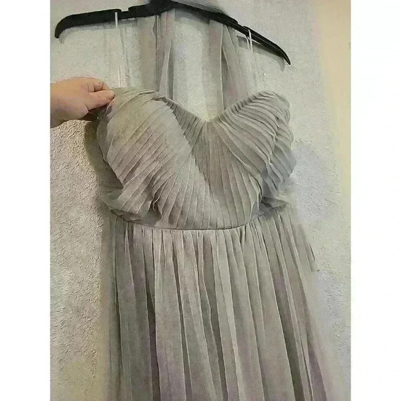 NWT Birdy Grey Christina Convertible Formal Dress L Tulle Silver Long Maxi Gown - Picture 3 of 9